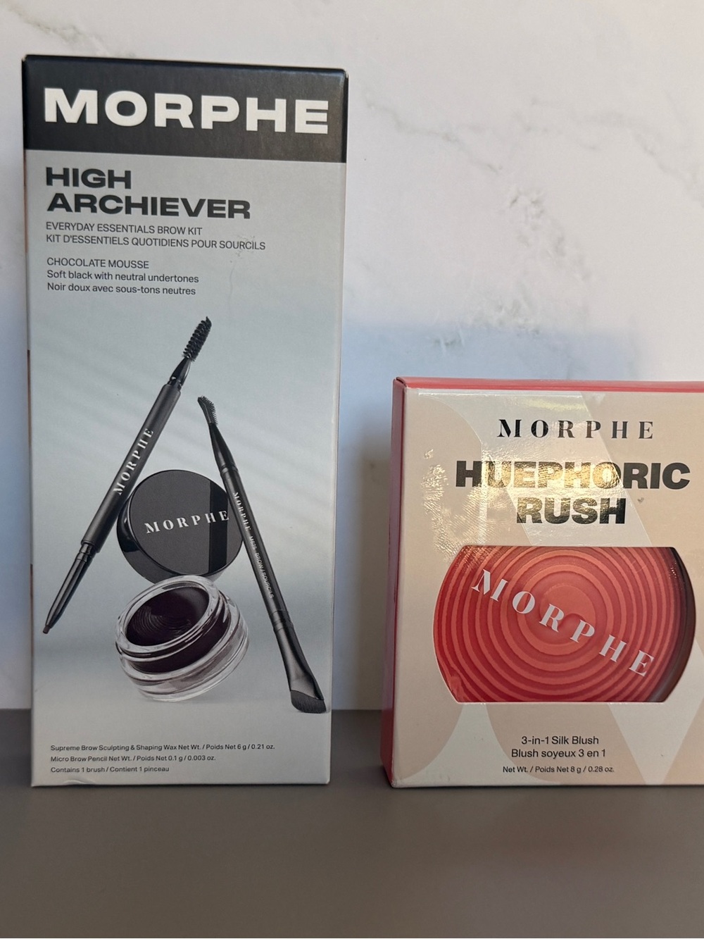 NEW Morphe Makeup Bundle High Achiever Brow Kit + Huephoric Rush Silk Blush NIB